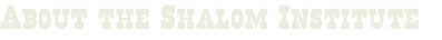 About Shalom Institute